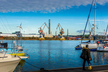 Fish and industrial Harbor in the city of Aviles, Spain