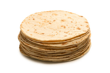 Grilled pitta bread isolated on white background.