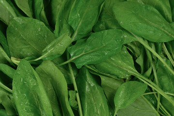 Fresh spinach leaves as background.