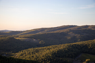 Hills of Tuscan at sunset in autumn