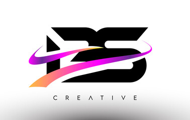 BS Logo Letter Design Icon. BS Letters with Colorful Creative Swoosh Lines