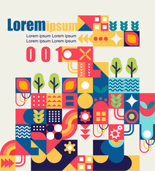 Geometry in Scandinavian style. Agriculture symbol. Harvest of garden, Abstract vector pattern design in Scandinavian style for web banner, business presentation, Vector Illustration