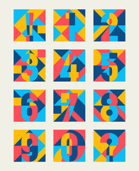 Abstract geometric numbers in flat style, vector pattern, Modern geometric abstract graphic concept with numbers geometric style and colorful polygonal design, Vector Illustration