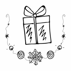 
vector illustration of christmas gift doodle