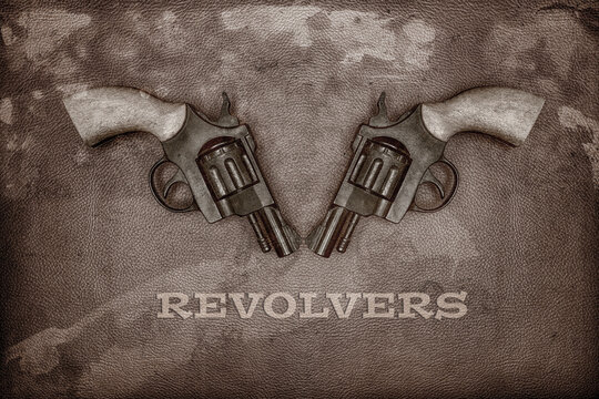 photo vintage, deux revolvers