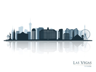 Las Vegas skyline silhouette with reflection. Landscape Las Vegas, Nevada. Vector illustration. © greens87