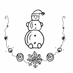 
vector illustration of christmas snowman doodle