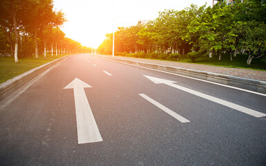 Arrow on the road, concept of business vision, innovation and success.