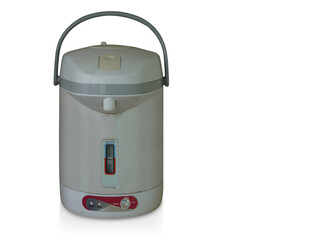 front view old hot water kettle on white background, object, electric, copy space