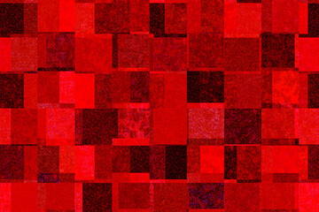 赤の重なり合う四角の水彩テクスチャー