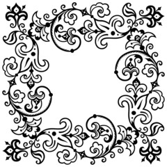 Floral hand drawn vector vintage border.