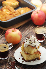 Freshly cooked apple pie with whipped creme	
