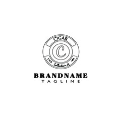 cigar label cartoon logo template icon simple black isolated vector illustration