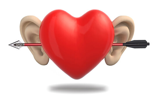 Cartoon heart with ears and arrow