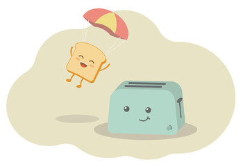 cute illustration of a toaster with bread