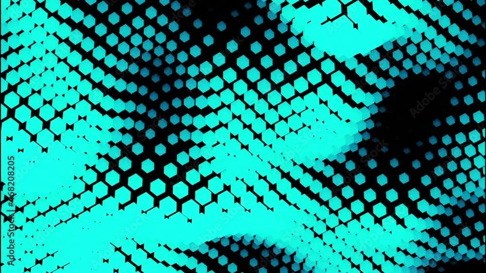 Poster abstract shining neon waving surface creating background of flowing dots, seamless loop. design. rip