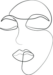 Woman line art portrait vector isolated illustration on bright background. Concept for logo, print, icon