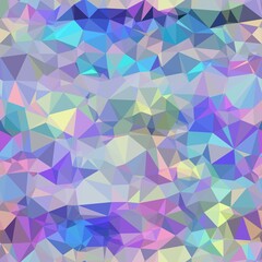Seamless iridescent triangle pattern for surface pattern print. High quality illustration. Blue and purple holographic vivid trendy swatch. Funky contemporary graphic tile for background or textile.