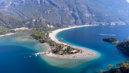 Naklejka premium Oludeniz beach, Blue Lagoon aerial, Turkey
