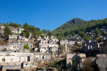 Kayakoy ghost village. Turkey's abandoned houses. The Ghost Town of Kayakoy. Abandoned religious ghost city
