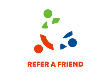 Refer a friend with people icon. Flat vector illustration on white background.