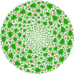 Coronavirus fir-tree icon rotation round mosaic. Coronavirus fir-tree symbols are formed into globula curl mosaic structure.
