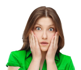 Portrait of surprised  girl,shocked young woman