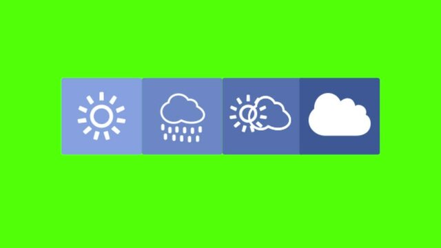 A vector design of the weather icons on green screen background for chroma keying