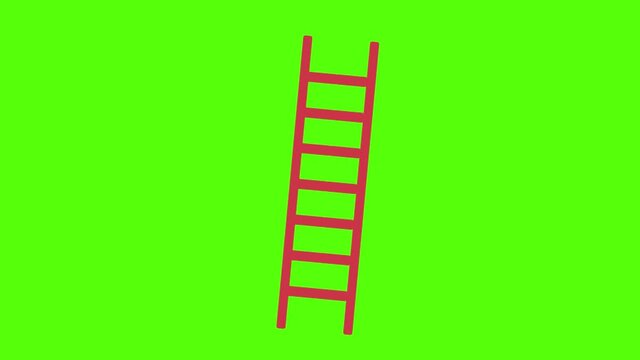 A vector design of a red ladder on green screen background for chroma keying