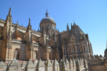 Naklejka na ściany i meble Cupulas de la Catedral Nueva Y Vieja de Salamanca, Salamanca, Castilla y León, España