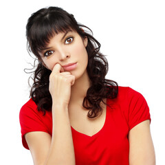 Portrait of worried young woman,crying  girl,confused young woman