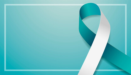 Cervical cancer awareness month banner with teal and white ribbon awareness. - Powered by Adobe