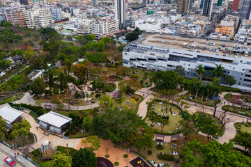 Fototapeta premium Top view of Hong Kong city
