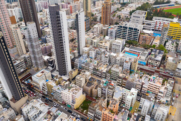 Top view of the Hong Kong city