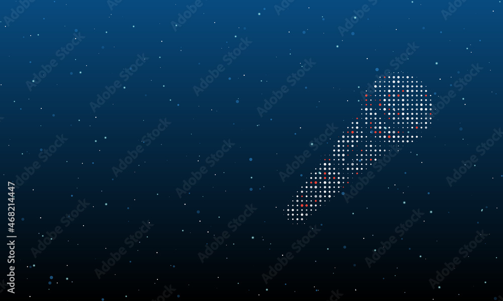 Poster on the right is the microphone symbol filled with white dots. background pattern from dots and circl