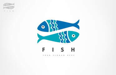 Fish logo. Underwater animals vector.