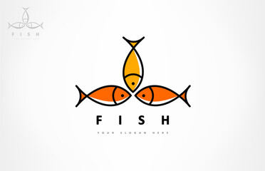 Fish logo. Underwater animals vector.