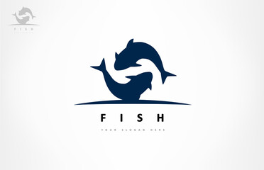 Fish logo. Underwater animals vector.