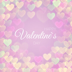 Valentines card with shiny bokeh hearts border