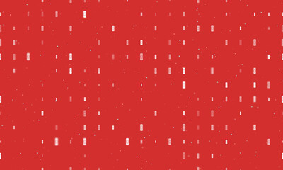 Seamless background pattern of evenly spaced white beer can symbols of different sizes and opacity. Vector illustration on red background with stars