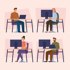 people with computers in workplace