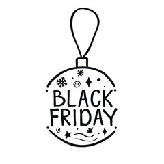 Christmas tree toy ball logo icon sign Black friday 2022 concept Snowflake star sparkle scribble symbol Hand drawn ink sketch Doodle design Fashion print clothes apparel greeting invitation card cover