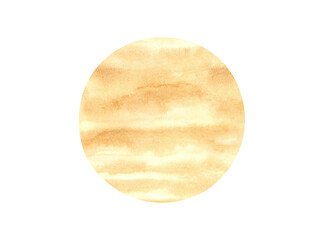 Watercolor hand drawn illustration of Venus planet. Isolated on white background