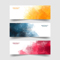 Fototapeta premium Set of colorful watercolor background for banner or card.