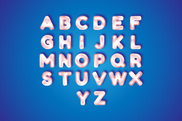 golden or rose gold inflated balloon style ABC alphabets typography 
