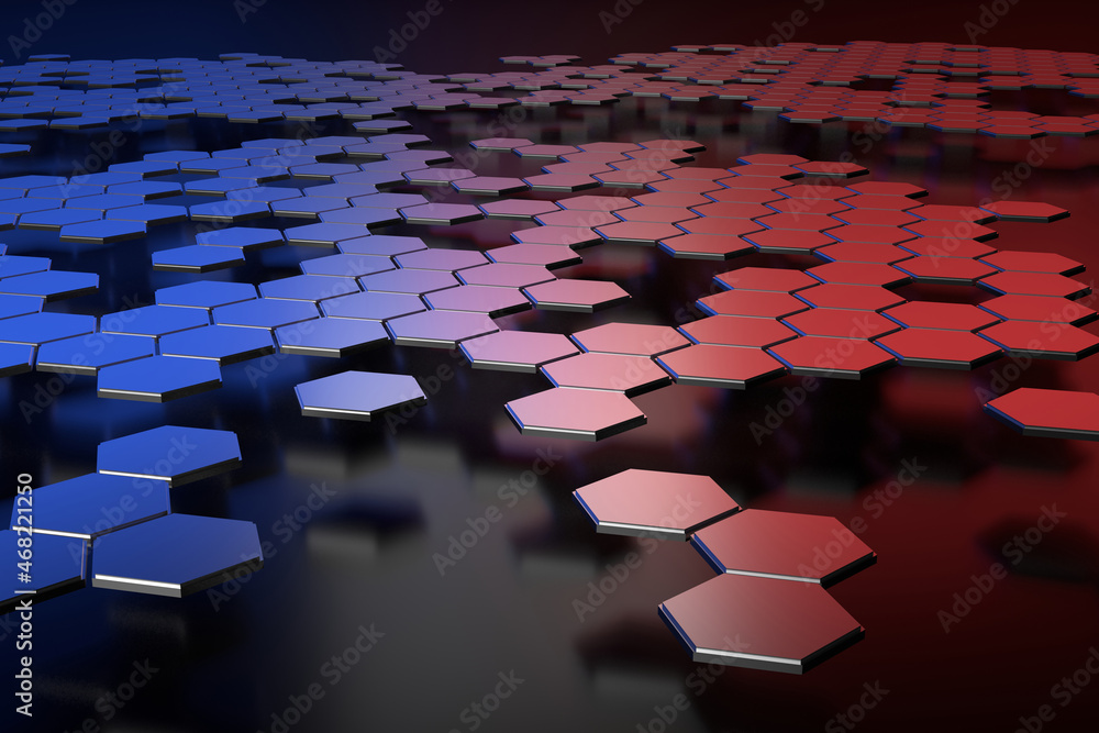 Wall mural abstract background of hexagon. 3d wallpaper design. 3d rendering.