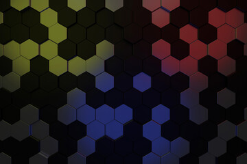 Abstract background of hexagon. 3D wallpaper design. 3D rendering.