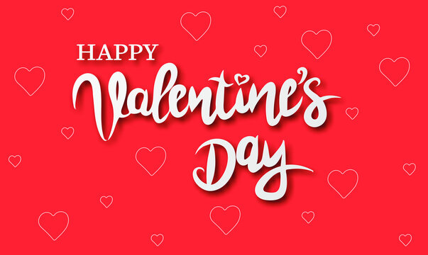 Happy Valentines day text in paper cut style on red background. Vector illustration. Suitable for cards, flyers, invitation, posters, brochure, banners.