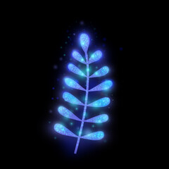 A painted floral element isolated on black background