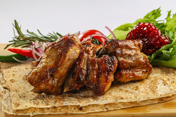 Grilled pork ribs barbecue